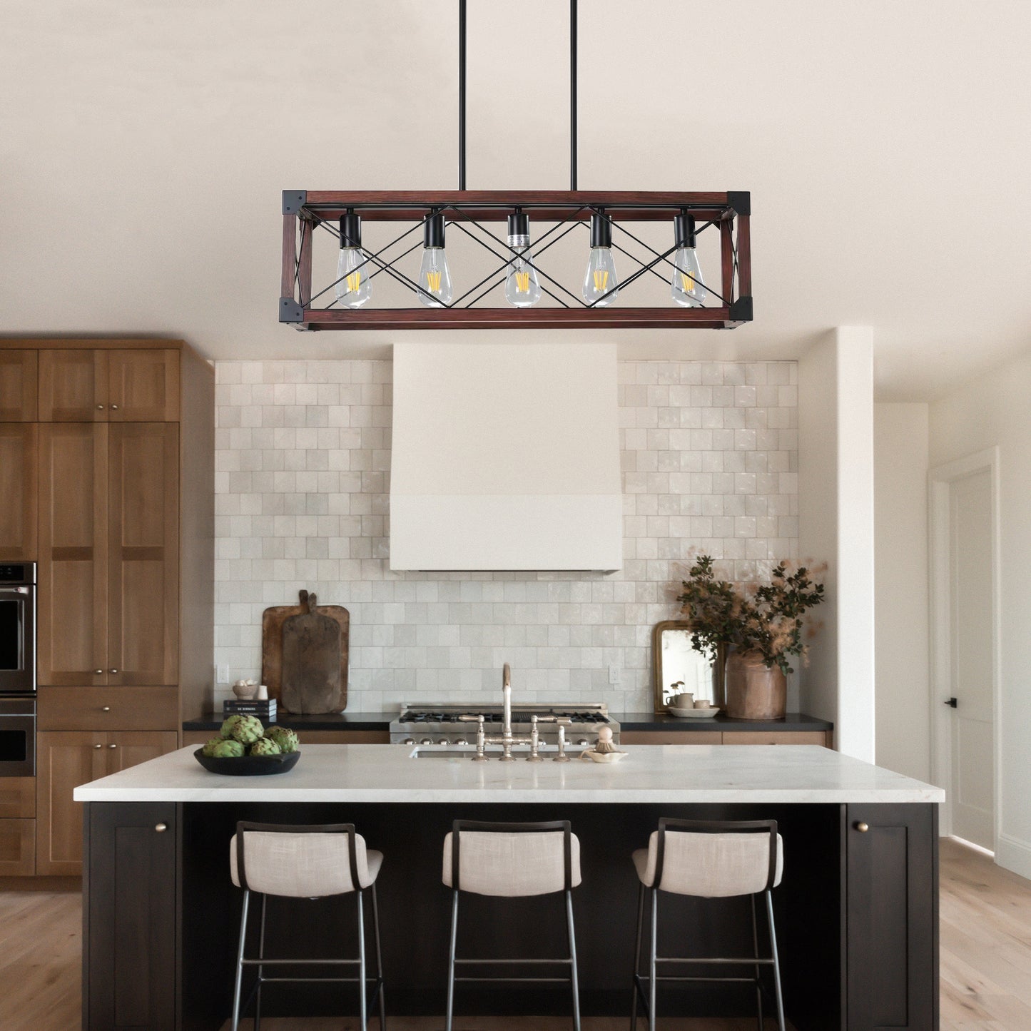 Taimei Solace 32 in. 5-Light Industrial Farmhouse Rectangle Pendant Light 12_d9425671-a55e-4620-a9bf-bf40a6a9bb64