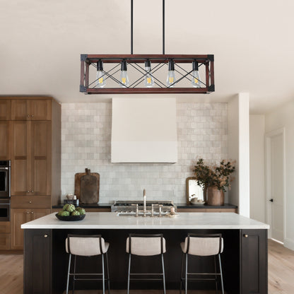 Taimei Solace 32 in. 5-Light Industrial Farmhouse Rectangle Pendant Light 12_d9425671-a55e-4620-a9bf-bf40a6a9bb64
