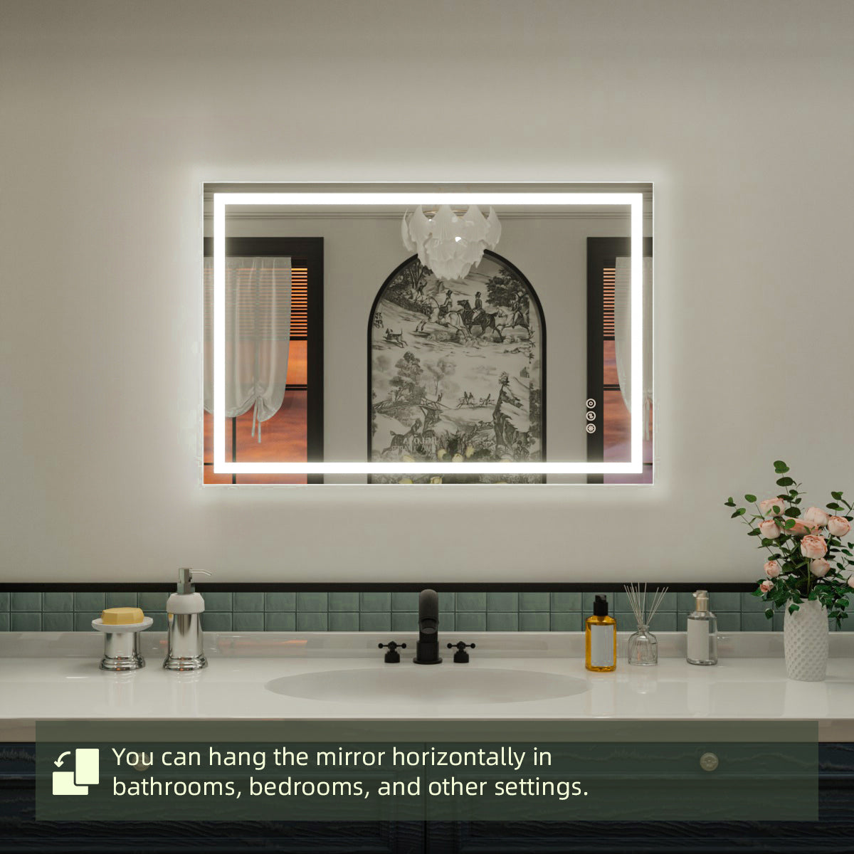 Nivorix NRMD Series Rectangular Frameless LED Wall Bathroom Vanity Mirror with Sleek Silver Finish 12_dd55db8b-b042-4879-8d18-45b462c761fc