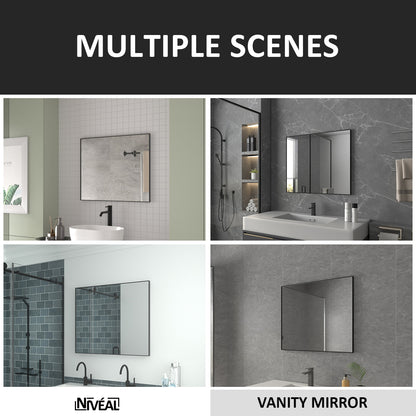 Niveal SE Series Aura Rectangular Framed Wall Bathroom Vanity Mirror