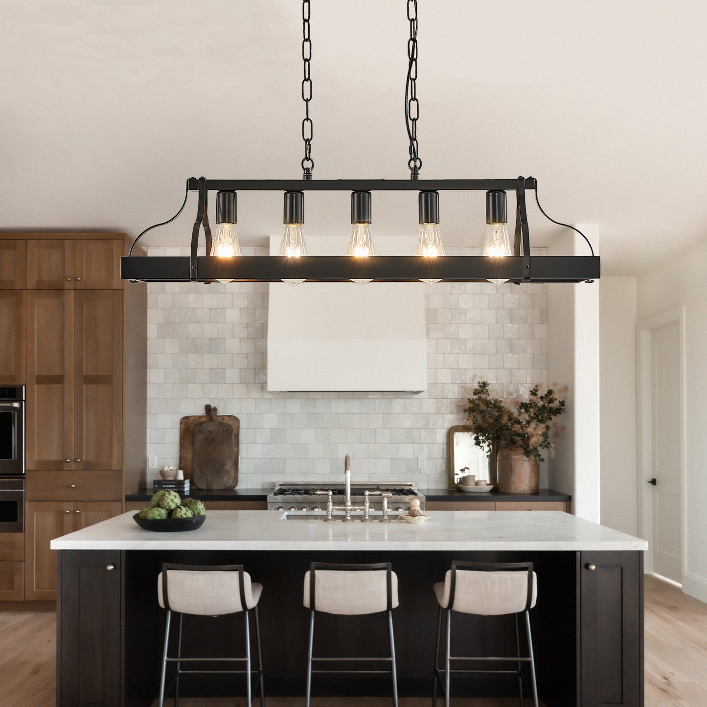 Taimei Xalira 34 in. Industrial Chandelier Light with 5 E26 Bulb Sockets