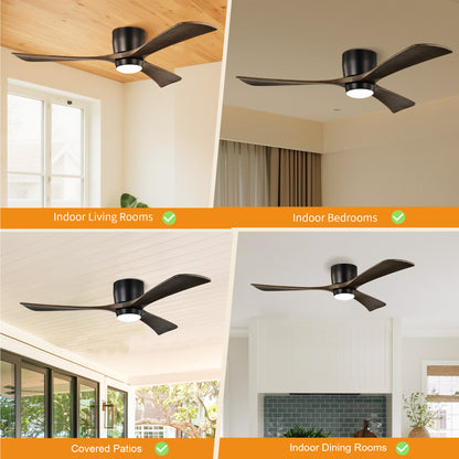 Taimei Stela 52 in. Flush Mount Standard Ceiling Fan with Dimmable LED with Remote Included DC Motor 12_e61b8bef-c74b-4c33-8da5-6be0c4c46263