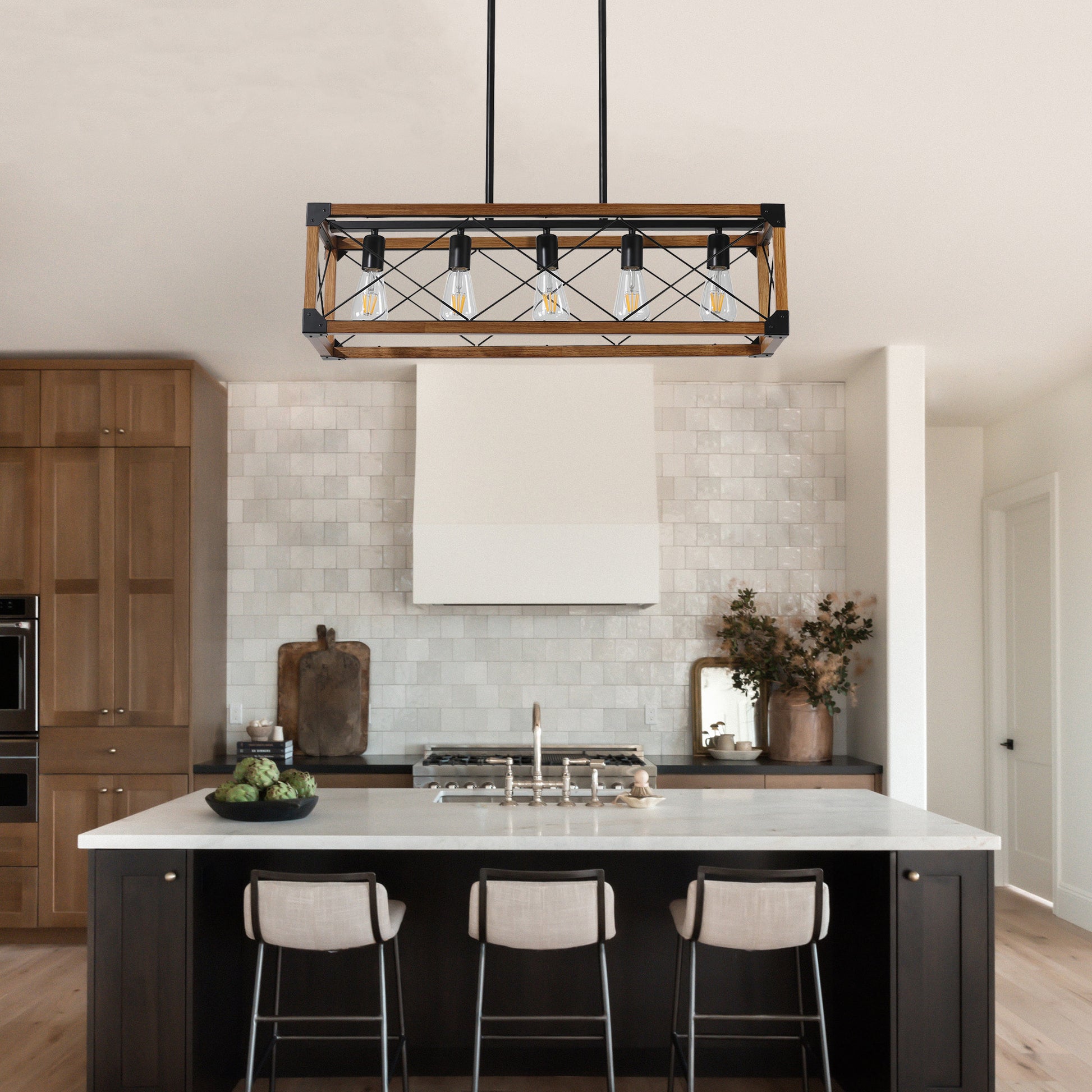 Taimei Solace 32 in. 5-Light Industrial Farmhouse Rectangle Pendant Light 12_eea379d1-2be1-4a04-b0d2-59f828069743