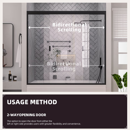 Niveal Breeze 60 in. W x 56 in. H Sliding Semi Frameless Tub Door with Clear Glass 12_f1b8025e-e522-4b19-bbf7-d44230ef6040