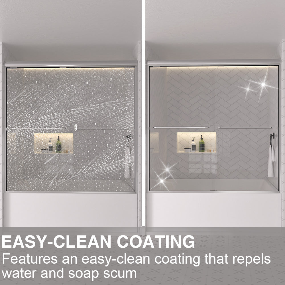 Shine 60 in. W x 56 in. H Semi-Frameless Sliding Tub Door with 1/4 in. Clear Tempered Glass 13_0f22b595-e6df-4648-8fd0-6bdd135affa4