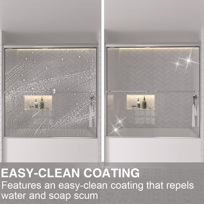 Shine 60 in. W x 56 in. H Semi-Frameless Sliding Tub Door with 1/4 in. Clear Tempered Glass 13_0f22b595-e6df-4648-8fd0-6bdd135affa4