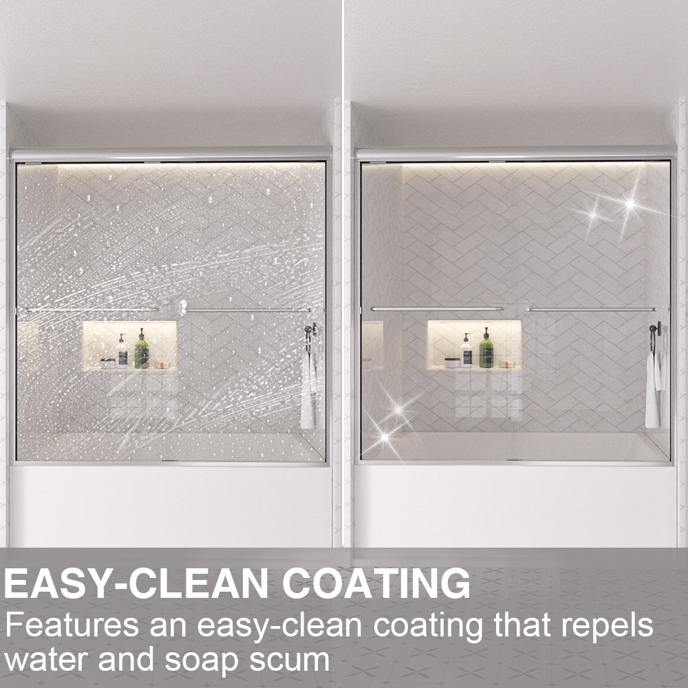 Shine 60 in. W x 56 in. H Semi-Frameless Sliding Tub Door with 1/4 in. Clear Tempered Glass 13_61a39ccb-b2c7-4ee1-ac39-2a6e64c5b942