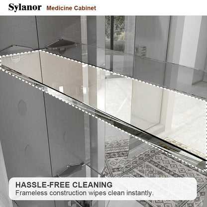 Verve Frameless Recessed or Surface-Mount Rectangular Aluminum Medicine Cabinet with Mirror in Brushed Nickel 13_6628adc0-31ab-43cb-8943-302438b0e2f3