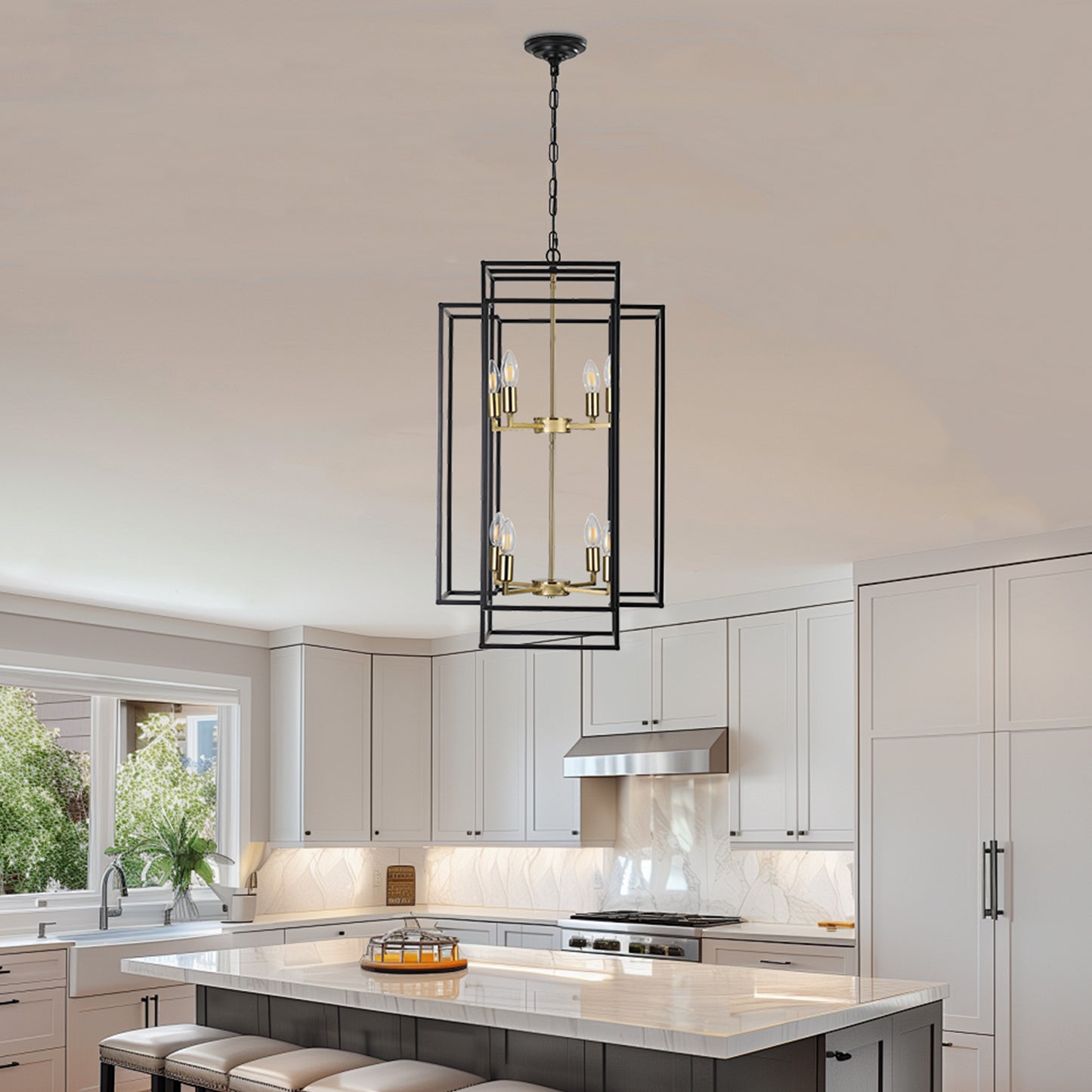 Taimei Astrale 18 in. Modern 8-Light Black Geometric Chandelier