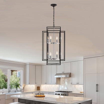 Taimei Astrale 18 in. Modern 8-Light Black Geometric Chandelier