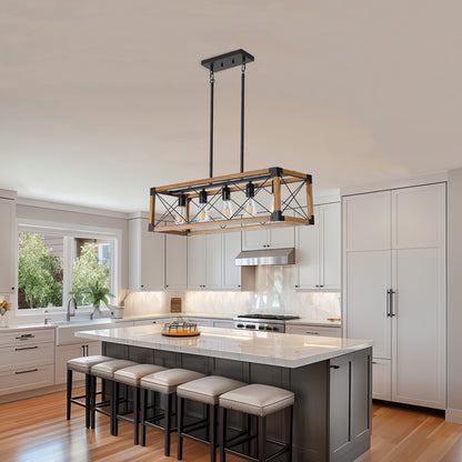 Taimei Solace 32 in. 5-Light Industrial Farmhouse Rectangle Pendant Light 13_ba21aa63-36d7-4871-aaf1-c1167f407e9c