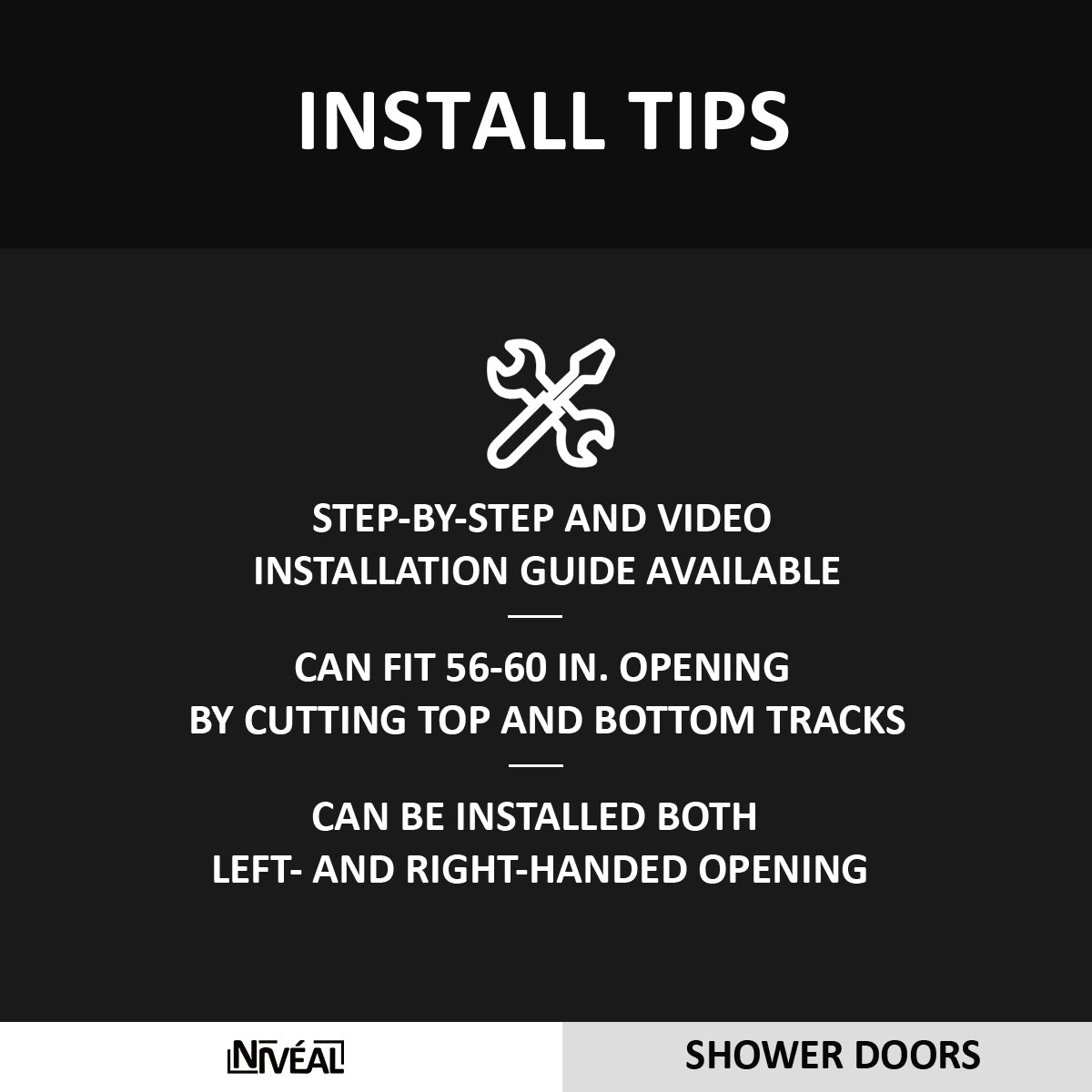 Niveal Bliss 60 in. W x 56 in. H Sliding Semi Frameless Tub Door with Clear Glass 13_bae0ad60-d7c2-4bd2-b6c9-d1a85d067fcd