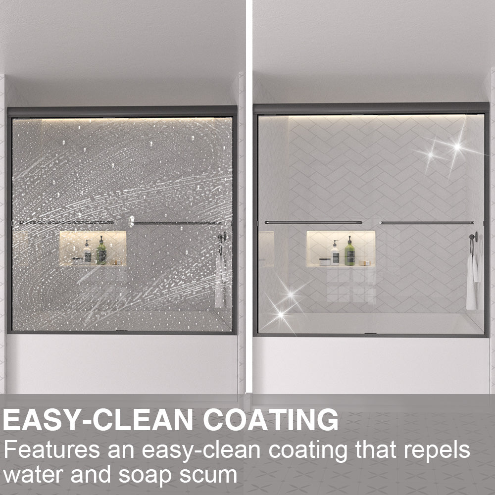 Shine 60 in. W x 56 in. H Semi-Frameless Sliding Tub Door with 1/4 in. Clear Tempered Glass 13_c67e88d2-aeea-48ad-b158-248bf2706f4b