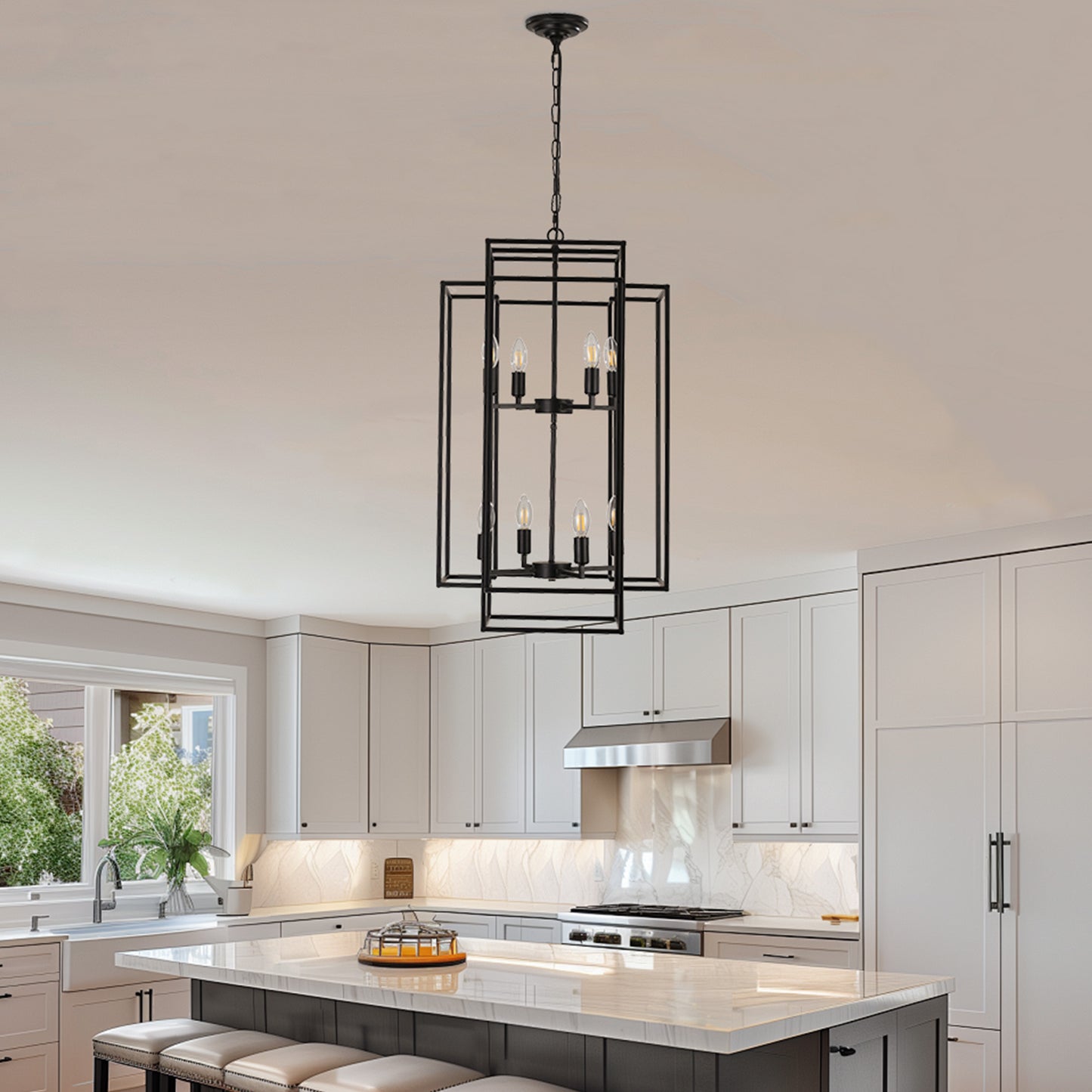 Taimei Astrale 18 in. Modern 8-Light Black Geometric Chandelier