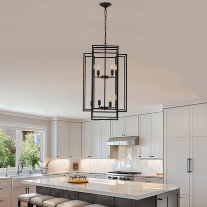 Taimei Astrale 18 in. Modern 8-Light Black Geometric Chandelier