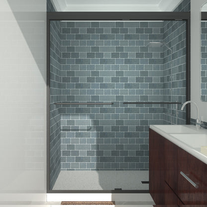 Niveal Vale 60 in. W x 72 in. H Sliding Semi-Frameless Shower Door with Clear Glass