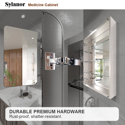 Verve Frameless Recessed or Surface-Mount Rectangular Aluminum Medicine Cabinet with Mirror in Brushed Nickel 14_31f1f86b-d891-42fd-98b7-481171fdba0f