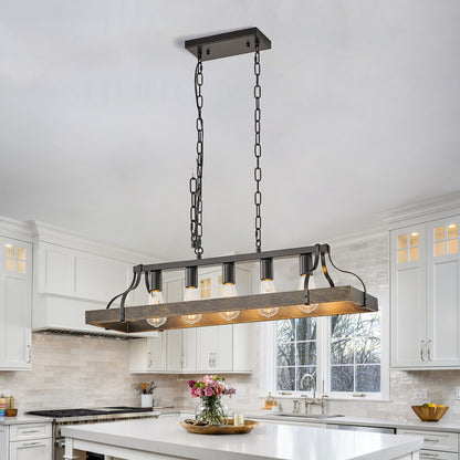 Taimei Xalira 34 in. Industrial Chandelier Light with 5 E26 Bulb Sockets