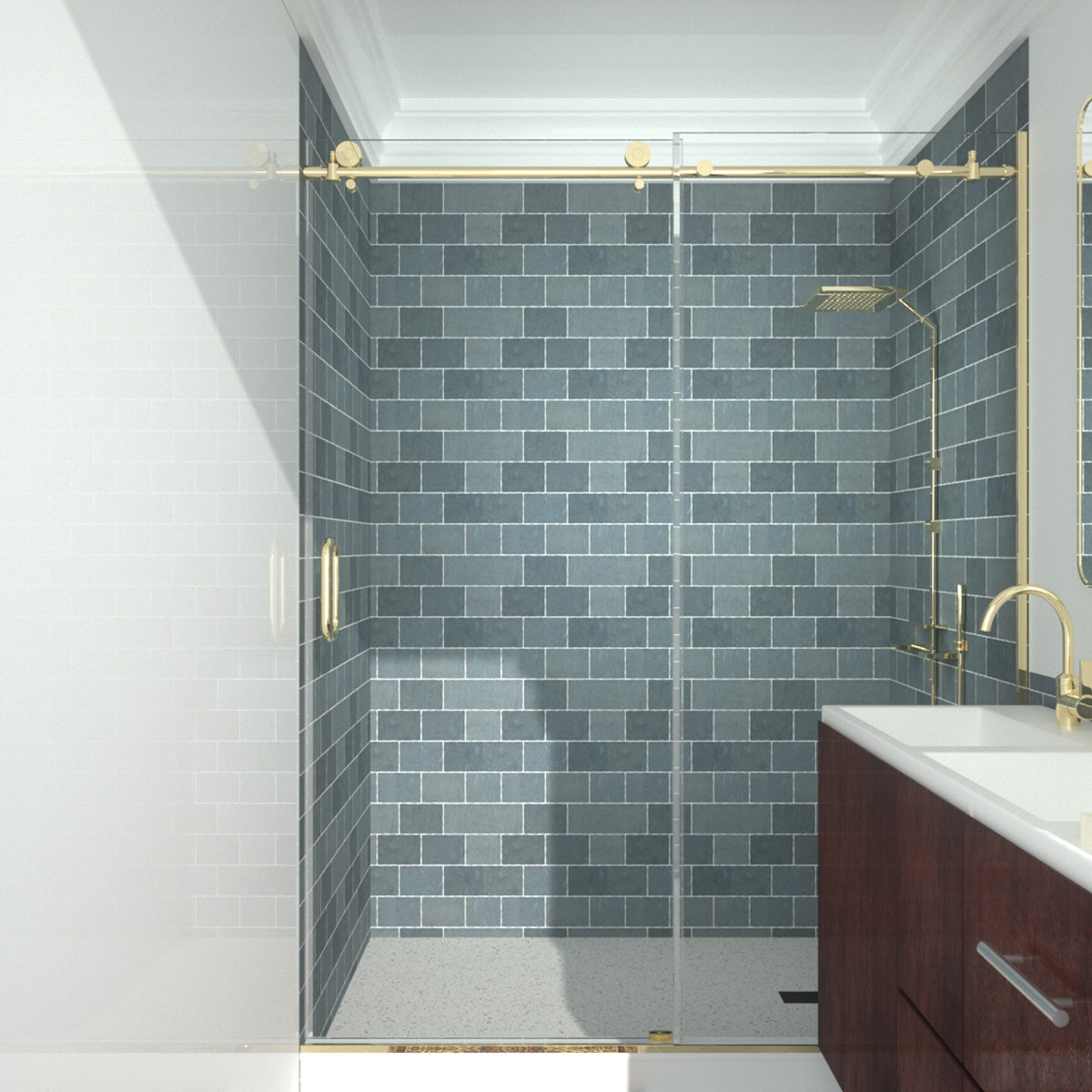 Niveal Ruhr 60 in. W x 76 in. H Sliding Semi-Frameless Shower Door with Clear Glass 14_5ae04233-6394-4772-a1d2-1b9fa675aeca