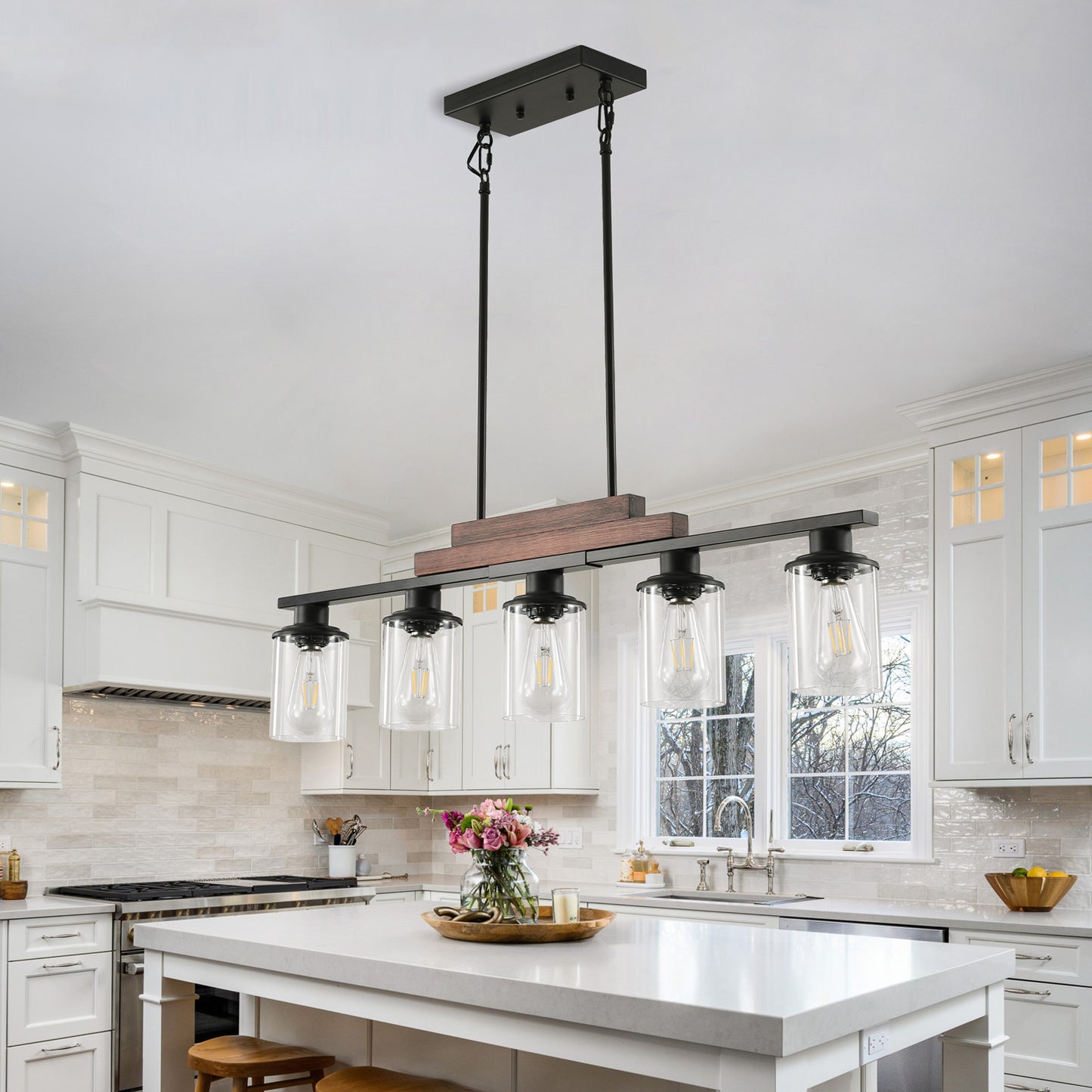 Taimei Aero 37 in. Industrial 5-Light Chandelier with Clear Glass Shades 14_6be65313-bfe3-4779-b0bf-019a4135dac2