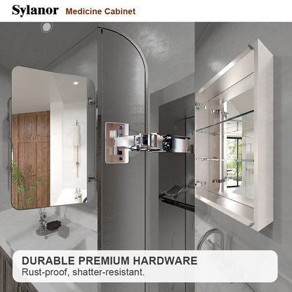 Verve Frameless Recessed or Surface-Mount Rectangular Aluminum Medicine Cabinet with Mirror in Brushed Nickel 14_75b5c75b-1ccf-4974-949e-b2938c89faf5