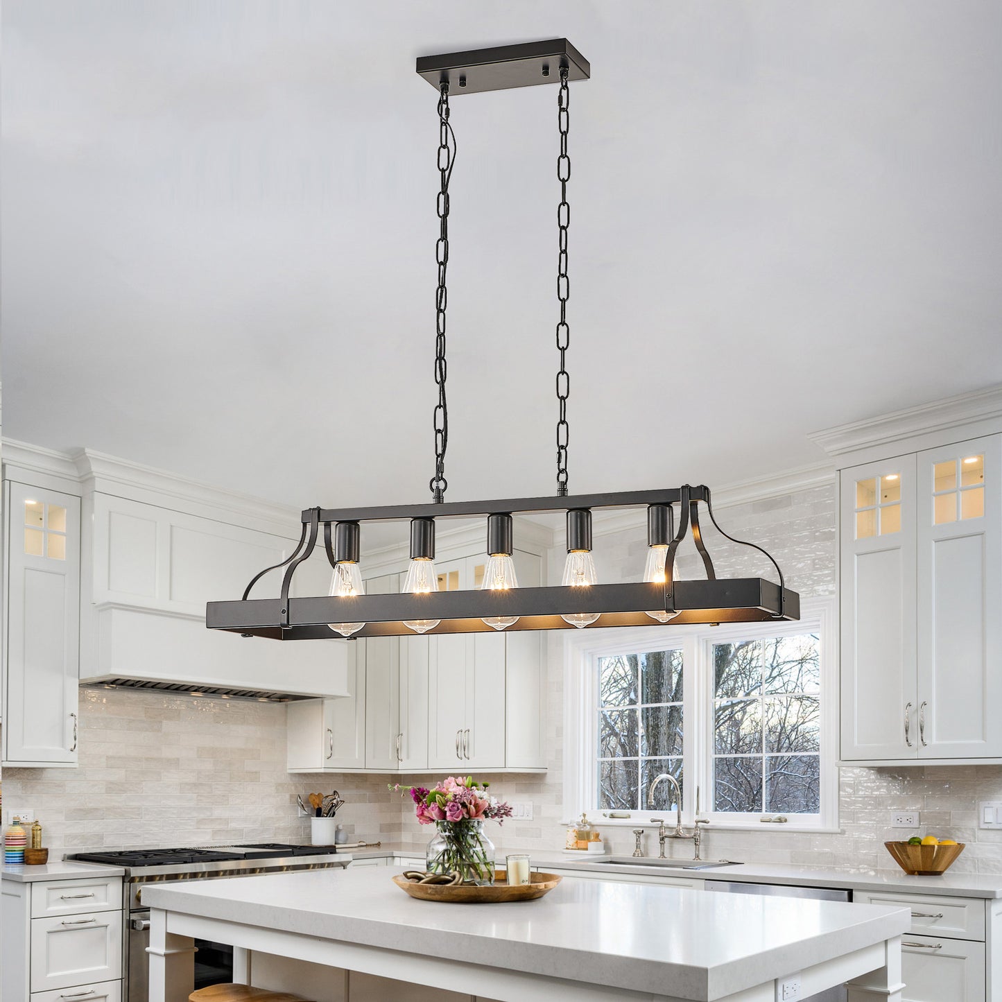 Taimei Olla 34 in. 5-Light Modern Farmhouse Chandelier Light