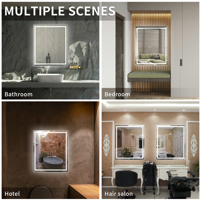 Niveal LMD Series Rectangular Frameless LED Wall Bathroom Vanity Mirror in Silver