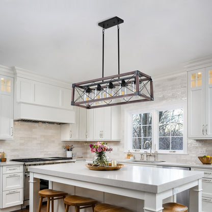 Taimei Fioris 32 in. 5-Light Industrial Farmhouse Rectangle Pendant Light With Lampshades 14_c190cf9f-48d4-4e41-a7c2-1fec1b04b4e8