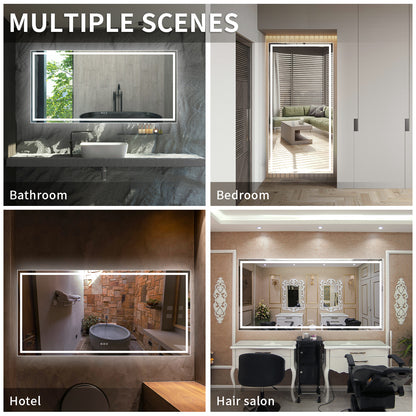 Niveal LMD Series Rectangular Frameless LED Wall Bathroom Vanity Mirror in Silver