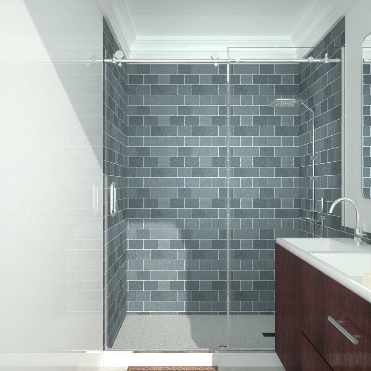 Niveal Ruhr 60 in. W x 76 in. H Sliding Semi-Frameless Shower Door with Clear Glass 14_dabf26a7-3cf9-438f-8048-31e9e1adbd3e