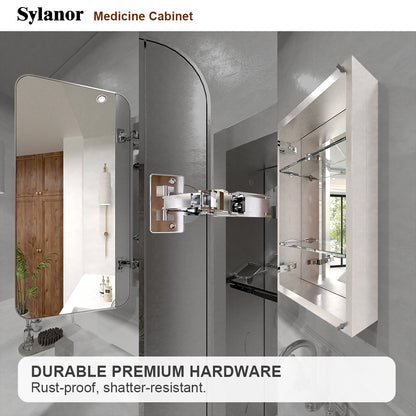 Verve Frameless Recessed or Surface-Mount Rectangular Aluminum Medicine Cabinet with Mirror in Brushed Nickel