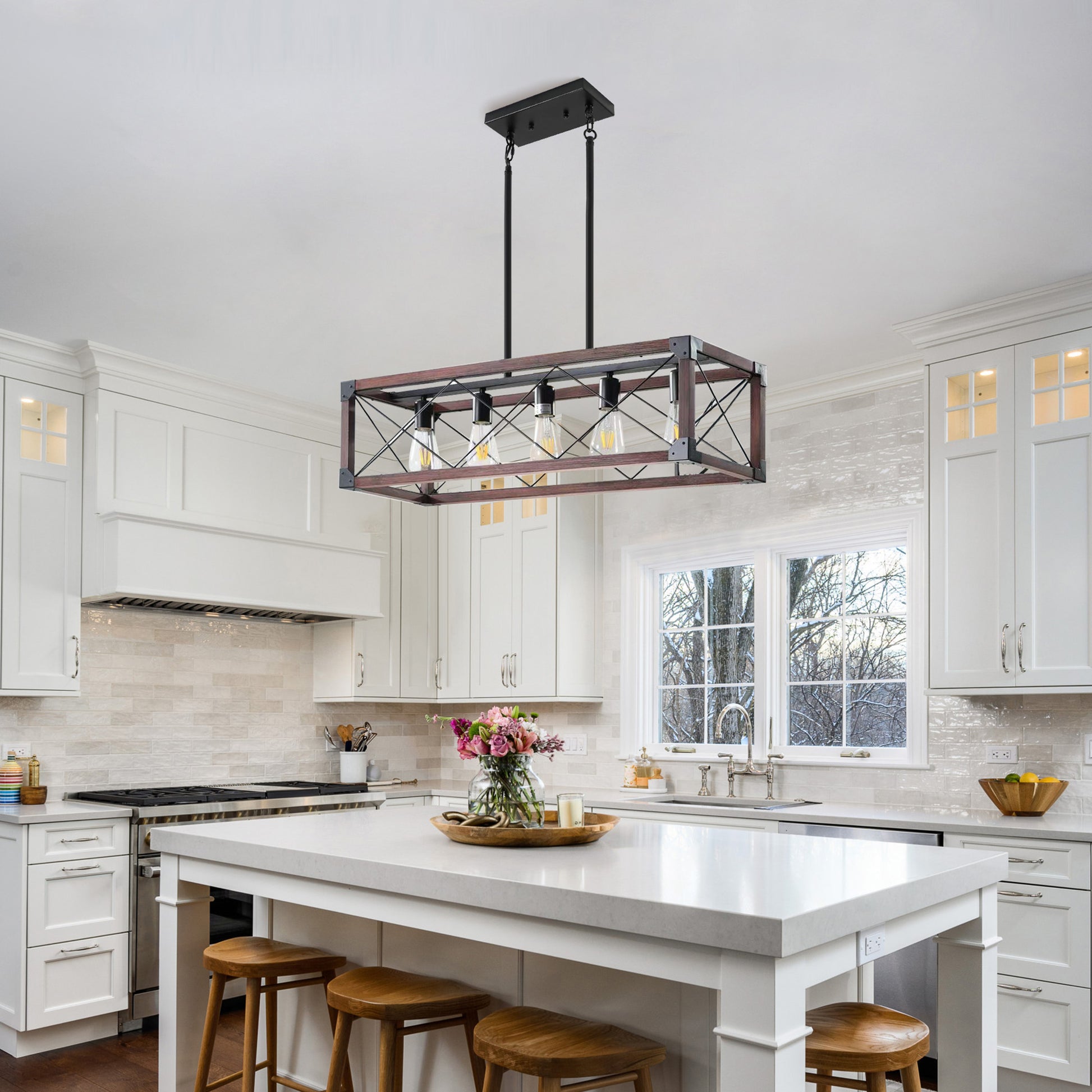 Taimei Solace 32 in. 5-Light Industrial Farmhouse Rectangle Pendant Light 14_fc0f7430-2565-489d-8360-c4ac0f9547c5