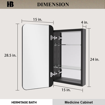 Rectangular Framed Recessed/Surface Mount Medicine Cabinet with Mirror in Matte Black
