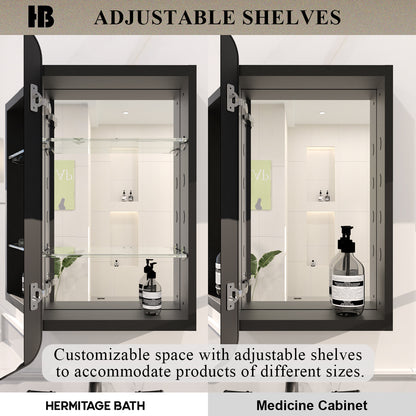 Rectangular Framed Recessed/Surface Mount Medicine Cabinet with Mirror in Matte Black