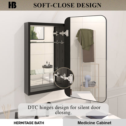 Rectangular Framed Recessed/Surface Mount Medicine Cabinet with Mirror in Matte Black