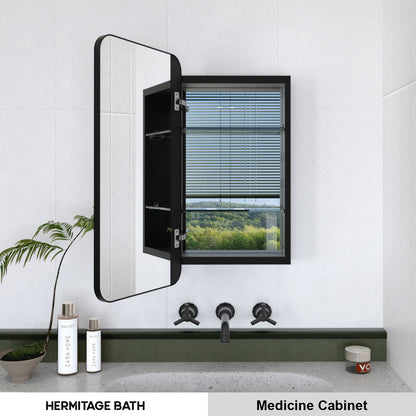 Rectangular Framed Recessed/Surface Mount Medicine Cabinet with Mirror in Matte Black