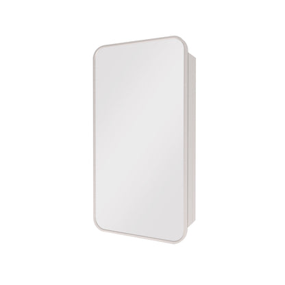 Rectangular Framed Recessed/Surface Mount Medicine Cabinet with Mirror in Brushed Nickel