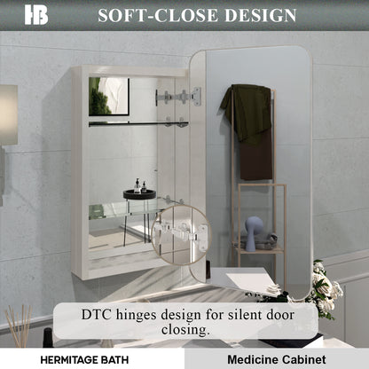 Rectangular Framed Recessed/Surface Mount Medicine Cabinet with Mirror in Brushed Nickel