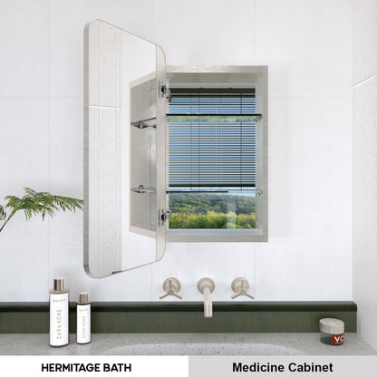 Rectangular Framed Recessed/Surface Mount Medicine Cabinet with Mirror in Brushed Nickel