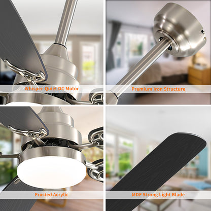 Taimei Cirrus 52 in. White Oak Downrod Standard Ceiling Fan with Integrated LED with Remote Included 5 Two-Tone Blades DC Motor 15_0744fb3a-4991-4ca5-b88b-b611f872709b