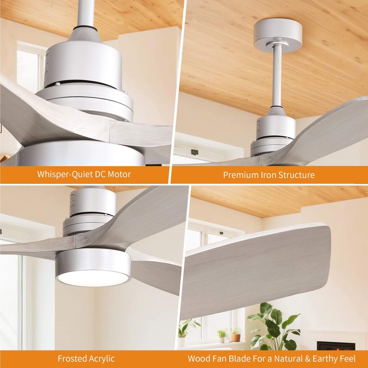 Taimei Selen 52 in. Downrod Standard Ceiling Fan with Integrated LED with Remote Included 3-Blade Reversible