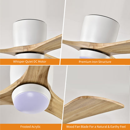 Taimei Stela 52 in. Flush Mount Standard Ceiling Fan with Dimmable LED with Remote Included DC Motor 15_0f2bddad-ce16-4426-9808-1842753cd14c