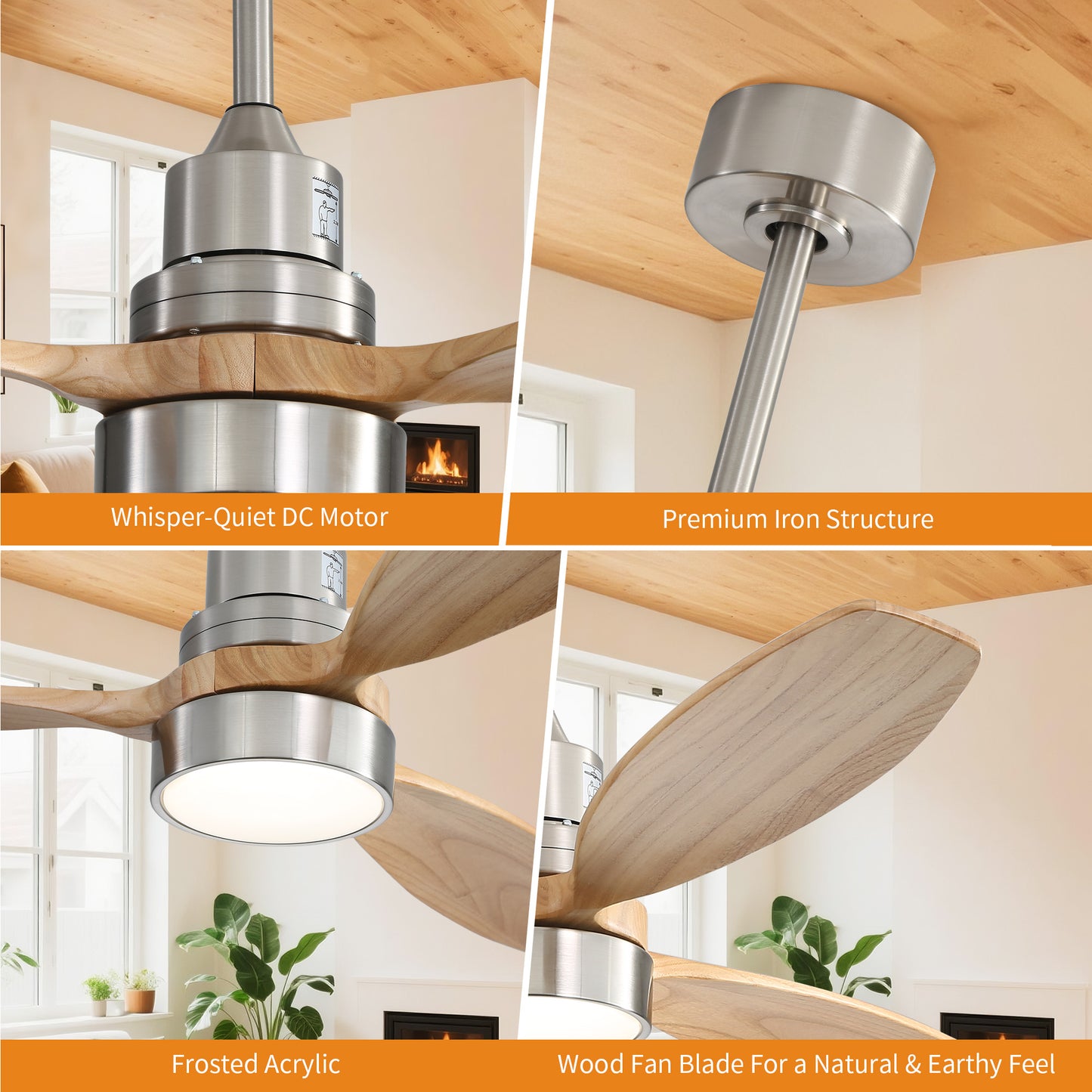 Taimei Selen 52 in. Downrod Standard Ceiling Fan with Integrated LED with Remote Included 3-Blade Reversible