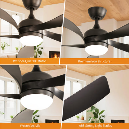Taimei Sleek 52 in. Ceiling Fan - 5 Precision ABS Blades with Soft LED Light and Whisper-Quiet 6-Speed Remote Control 15_2c50e307-ccb9-4244-9605-fee67ca2152d