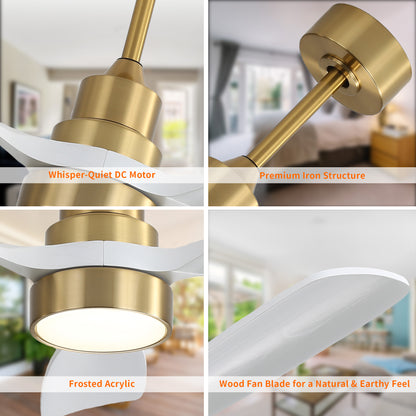 Taimei Auris 48 in. Downrod Standard Ceiling Fan with Integrated LED with Remote Included 3-Reversible Blades