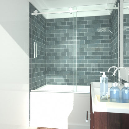 Niveal Essen 60 in. W x 60 in. H Sliding Semi-Frameless Tub Door in Matte Black Finish 15_538637eb-c35f-4b9f-b930-da2d6195f3b2