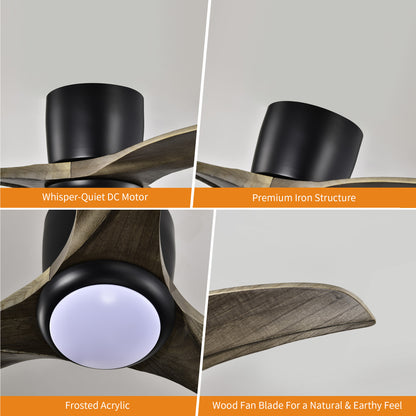 Taimei Niveu 52 in. Flush Mount Standard Ceiling Fan with Dimmable LED with Remote Included DC Motor 15_60e8ccf4-60a8-4fcd-a4c0-ce2438964ab8