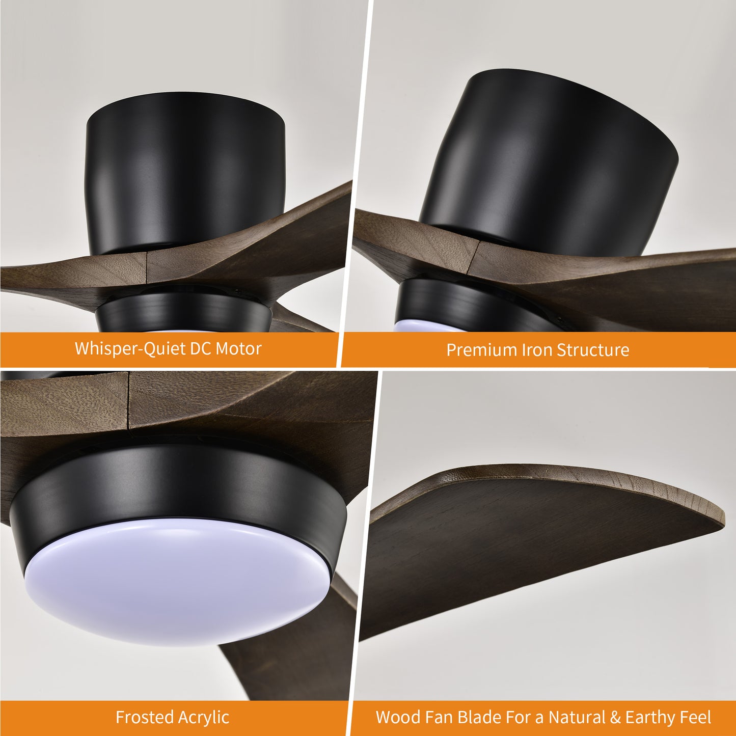 Taimei Stela 52 in. Flush Mount Standard Ceiling Fan with Dimmable LED with Remote Included DC Motor 15_6e050dbd-a3b3-4a09-a08a-002adb7be955