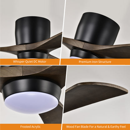 Taimei Stela 52 in. Flush Mount Standard Ceiling Fan with Dimmable LED with Remote Included DC Motor 15_6e050dbd-a3b3-4a09-a08a-002adb7be955