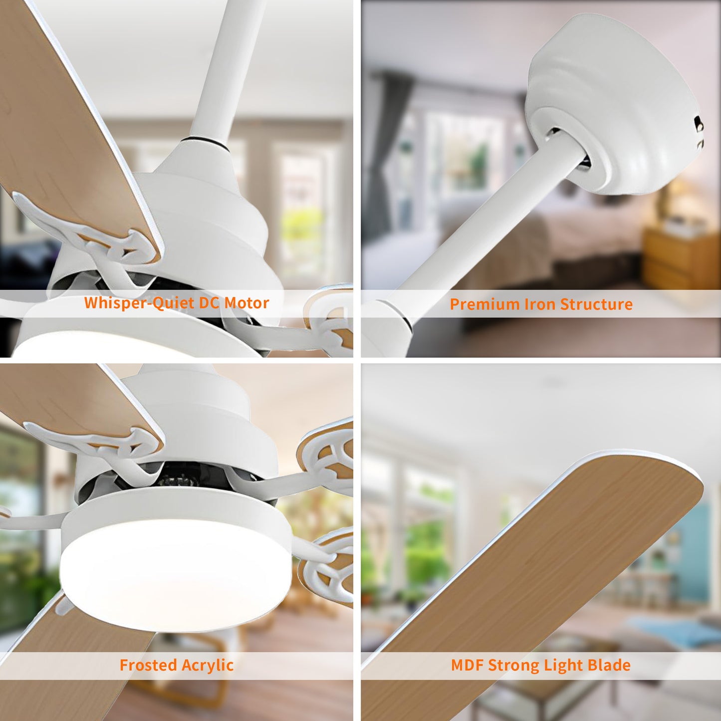 Taimei Cirrus 52 in. White Oak Downrod Standard Ceiling Fan with Integrated LED with Remote Included 5 Two-Tone Blades DC Motor 15_880d7e57-4dc6-42e3-b7cb-a5da1f5f8686